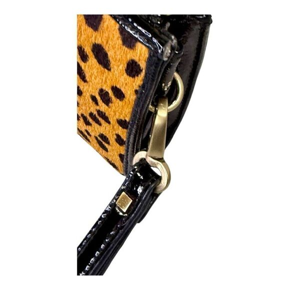 Vintage Talbots Wristlet Wallet Clutch Cheetah Animal Print Calf Hair Patent Lea - Picture 9 of 16